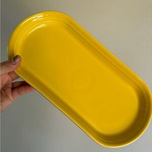 Vtg 2001 Fiesta USA Bread Tray Saucer Sunflower Homer Laughlin Square Oval